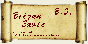 Biljan Savić vizit kartica